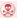 Red skull and cross bones in white circle with red outline