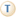 Blue T in white circle with orange outline